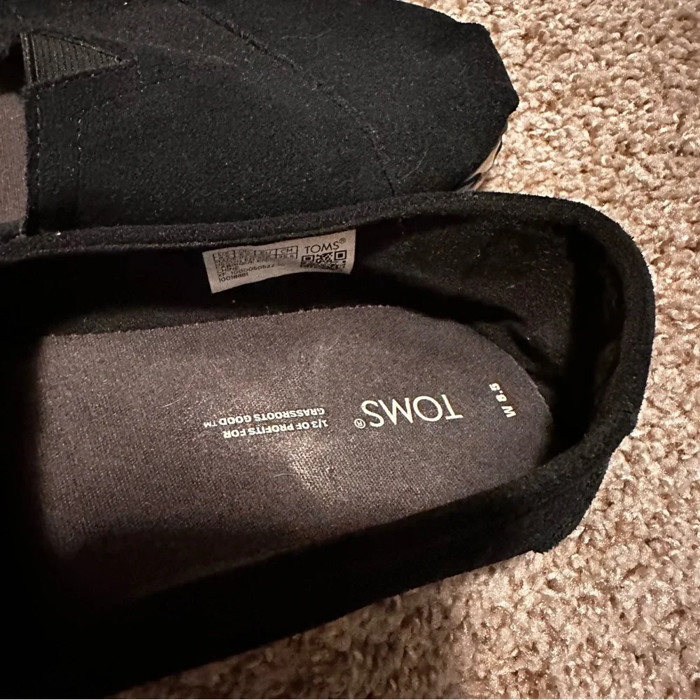 TOMS Alpargata Vetiver Black Suede Leather Slip-On Size 8.5 - Picture 7 of 9